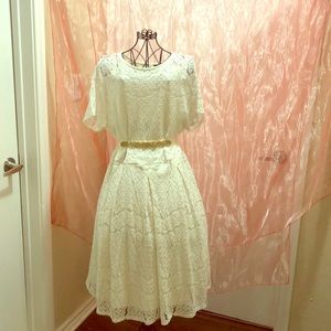 Apt 9 White Lace Dress w David Tutera Jeweled belt